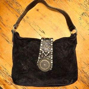 Leather Rock Black Suede Bag